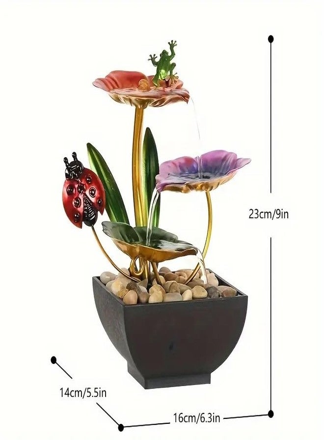 HOME ELEMENTS Metal Water Fountain for Home Decor,Tabletop Indoor Desktop Showpiece Fountain for Living Room Bedroom Office Housewarming Gift Meditation Relaxation Zen Water Fountain,16x14x23cm(FT_03) - Image 3